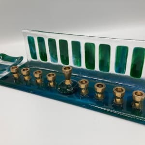 Menorah with Brass Cups by Shayna Heller 