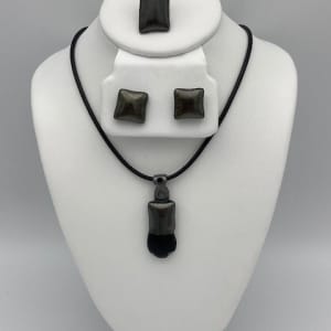 Pendant, pin and earring set. #3 by Shayna Heller 