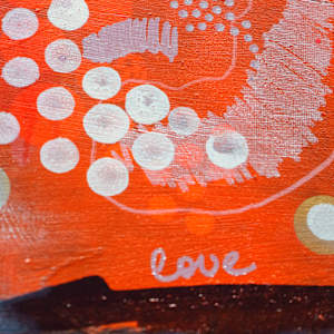 Soft Systems: Infinity Loop by Maria Lankina  Image: Artwork detail close up with LOVE hand written in cursive visible