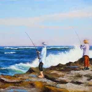 Life on LBI - Fishing on the Jetty by Renee Leopardi