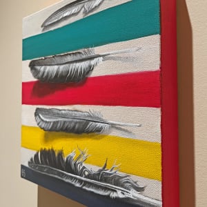 Feathers Over Blanket by Brandy Saturley 