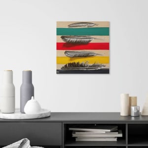 Feathers Over Blanket by Brandy Saturley 