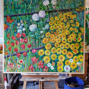 Yellow Flowers at Giverny by Joe Roache 