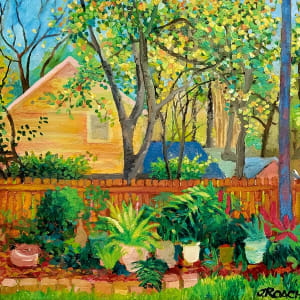 Backyard Garden with Yellow House by Joe Roache