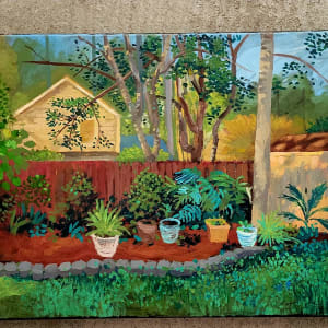 Backyard Garden with Green Lawn by Joe Roache 