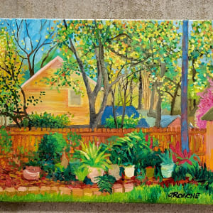 Backyard Garden with Yellow House by Joe Roache 