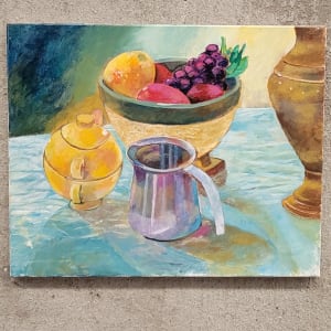 Silver Cup and Bowl of Fruit by Joe Roache 
