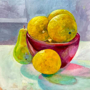 4 Lemons and Pear by Joe Roache, Image 1.