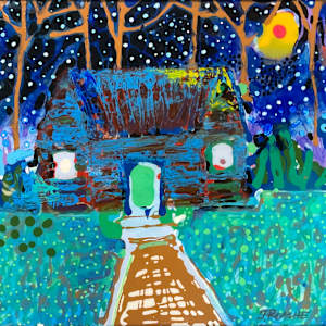 Blue House at Night by Joe Roache 