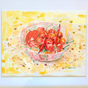 Cherries and Peppers in a Bowl by Joe Roache 