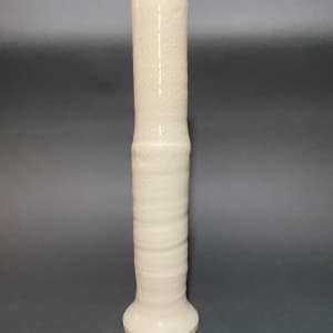 Tall tubular ceramic ikebana vase by Ryoji Koie