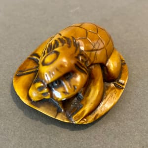 Netsuke - Kappa on a lotus leaf