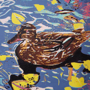 Autumn Duck woodcut by Christine Davis 