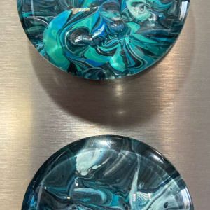 Magnets, large: Black & Blue Swirl by Helen Renfrew