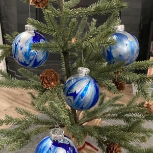 Holiday Ornaments, Round - Blue & Silver