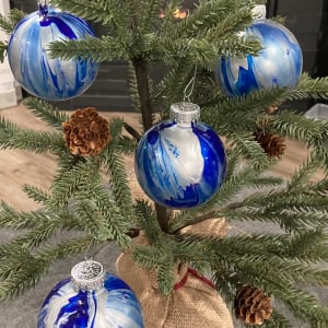 Holiday Ornaments, Round - Blue & Silver by Helen Renfrew 