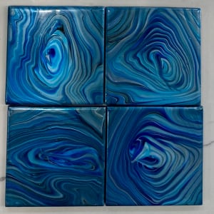 Coasters: Blue Rings by Helen Renfrew, Image 1.