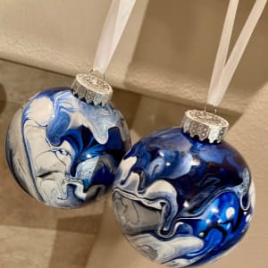Ornaments: Blue, white & silver, Set of 2 by Helen Renfrew