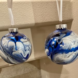Ornaments: Blue, white & silver, Set of 2 by Helen Renfrew 