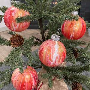 Holiday Ornaments, Round - Red & Gold by Helen Renfrew