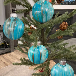 Holiday Ornament Disks - Teal, Blue & Bronze