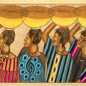 Milksellers on Their Way to Market [Indigo Series] by Djibril N'Doye