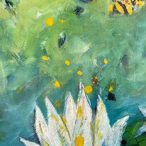 Lotus bees by Wendy Bache 