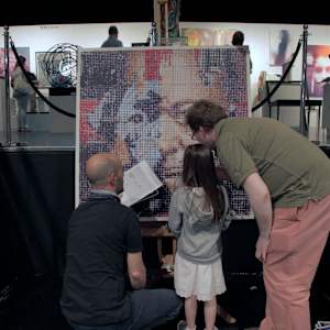 Churchill's Black Dog by Mark Welland  Image: Work in progress at the SeeArt Fair, Tunbridge Wells