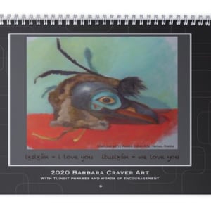 2020 Calendar Cover, painting title: Raven Mask. Notecards available by Barbara Craver