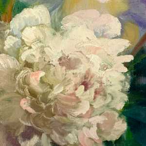 Peonies and Beetle by Nancy Paris Pruden 