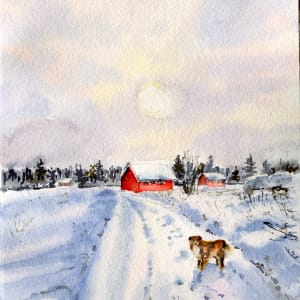 Winter  walk with the dog" (#279) by Irina Bakumenko BEEBLAGOART