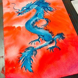“The 2024 Dragon: A Watercolor Ode “ # 506 by Irina Bakumenko BEEBLAGOART 