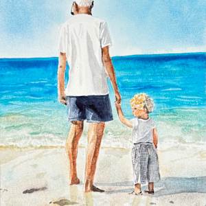 Custom painting Portraits of Grandfather and boy Portrait #559 by Irina Bakumenko BEEBLAGOART