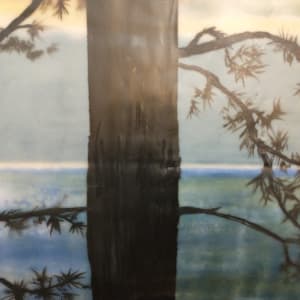 End of the Day: Sunset at the Lake by Carla Benjamin  Image: detail Left side panel18" x 24"