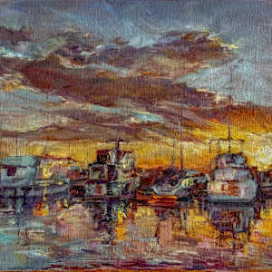 Sunset Harbor Glow by Carolyn Majewski
