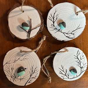 4 Single Lt. Blue  Wooden Block - Disk #1 by Lee Gray