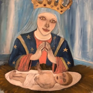 La virgen de la Altagracia painted in oil by Joshua Perez 