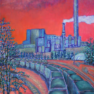Coal Cars at Port Sheldon Power Plant (Port Sheldon II) by Elaine Dalcher
