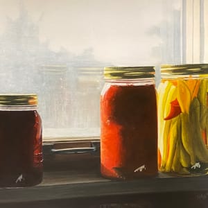 Banana Peppers in a Window by Nancy Teague
