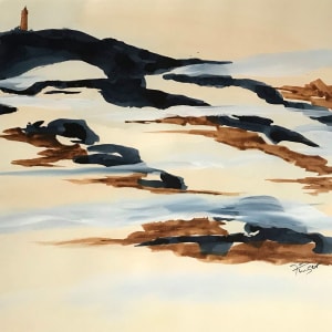 Coast Scene with Lighthouse by Martha Finger
