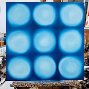 Celestial Grid of Blue Luminescence by Alex Wilhite  Image: Working process at my studio