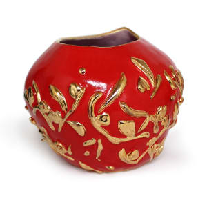 RED FLOWERS VASE by Laurence Elle Groux 