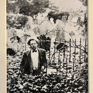 A shot of Dylan Thomas standing in the plot where he's buried by Sarah Walters