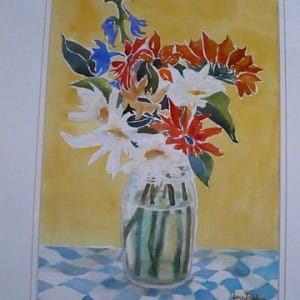 Daisies in a Glass Vase by Lou Jordan