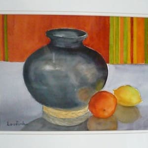 Black Indian Vase with Orange by Lou Jordan