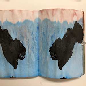 The Sketchbook Project 2021 "End Times I Say" 10-18 by Kenny Cole  Image: "Ma-Ga (ink blot)"