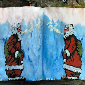 The Sketchbook Project 2021 "End Times I Say" 10-18 by Kenny Cole  Image: "Cold Santas"