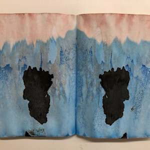 The Sketchbook Project 2021 "End Times I Say" 1-9 by Kenny Cole  Image: "Fetus (ink blot)"
