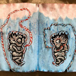 The Sketchbook Project 2021 "End Times I Say" 1-9 by Kenny Cole  Image: "Fetus"
