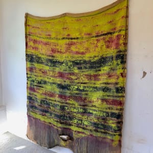 Inside-Out Burlap Bag Painting (lime green) 